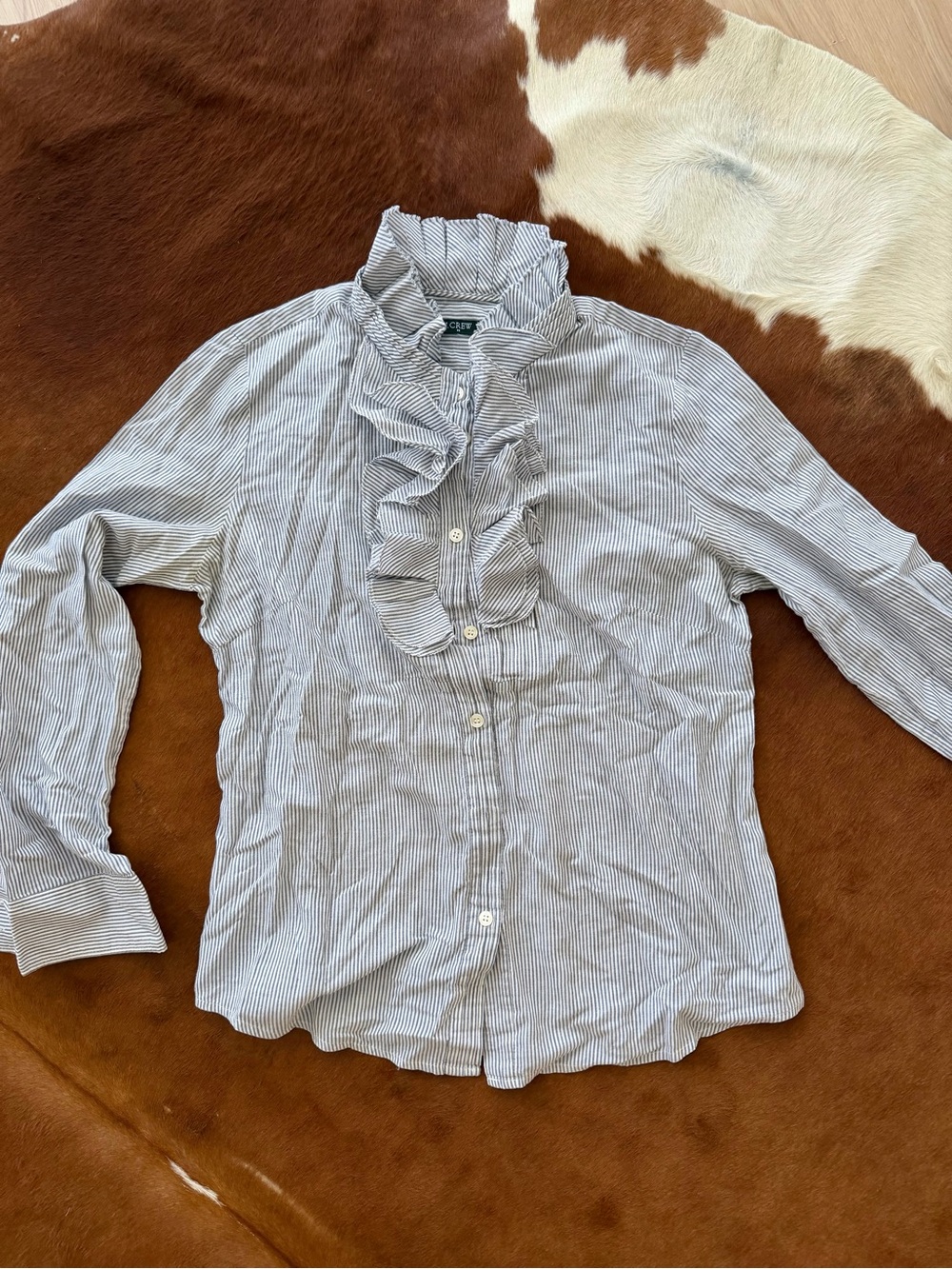 J.Crew striped ruffle shirt